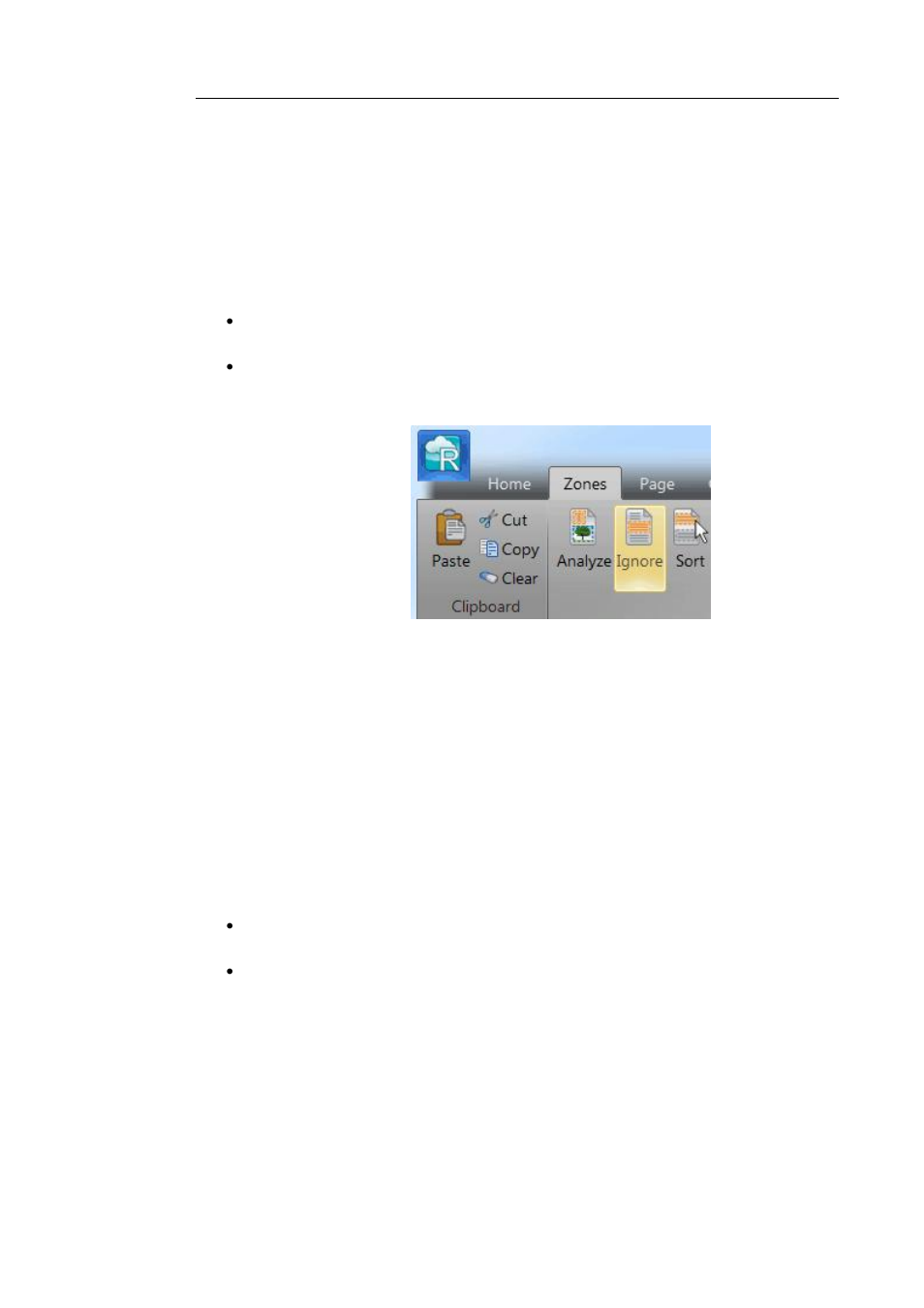 Ignoring a certain zone, Recognizing the content of a particular zone | I.R.I.S. Readiris 14 for Windows User Guide User Manual | Page 88 / 157