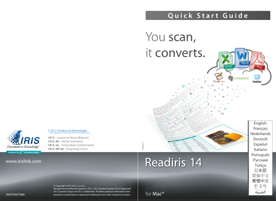 I.R.I.S. Readiris 14 for Windows for Mac Quick Start User Manual | 71 pages