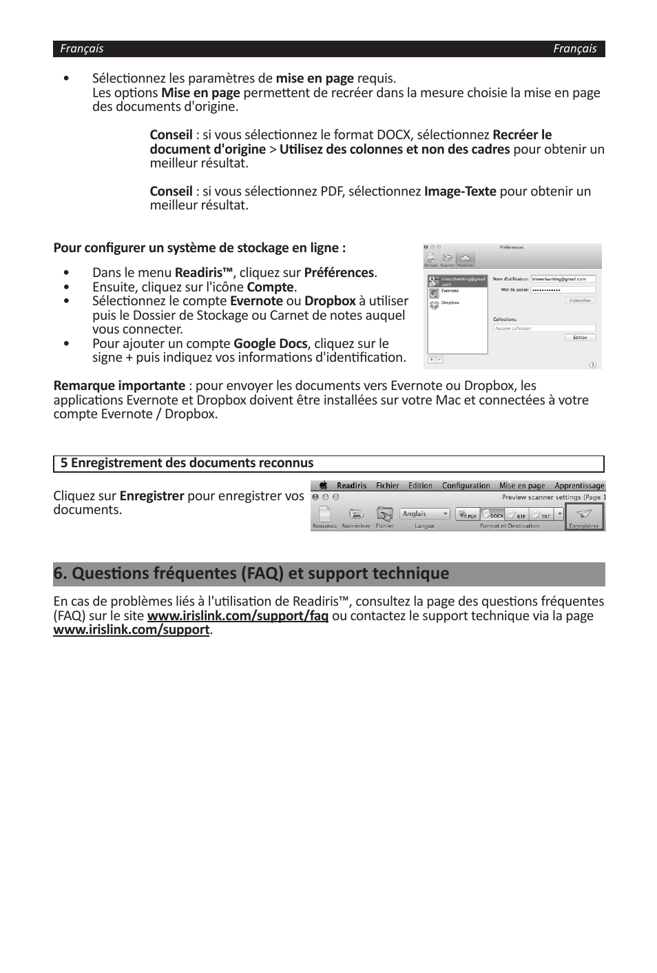 Questions fréquentes (faq) et support technique | I.R.I.S. Readiris 14 for Windows for Mac Quick Start User Manual | Page 11 / 71