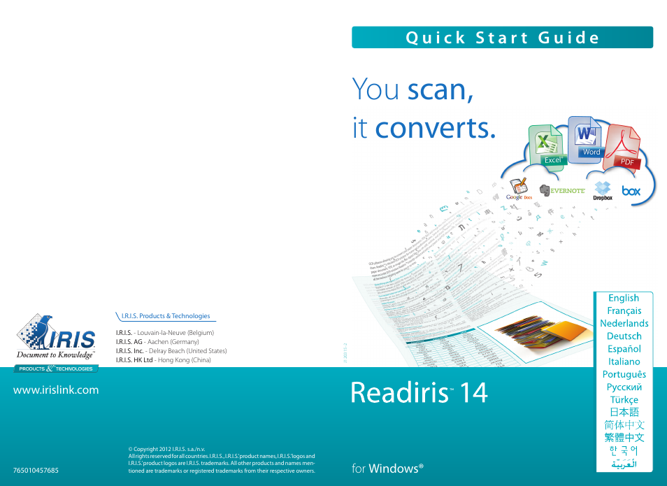 I.R.I.S. Readiris 14 for Windows for Windows Quick Start User Manual | 85 pages