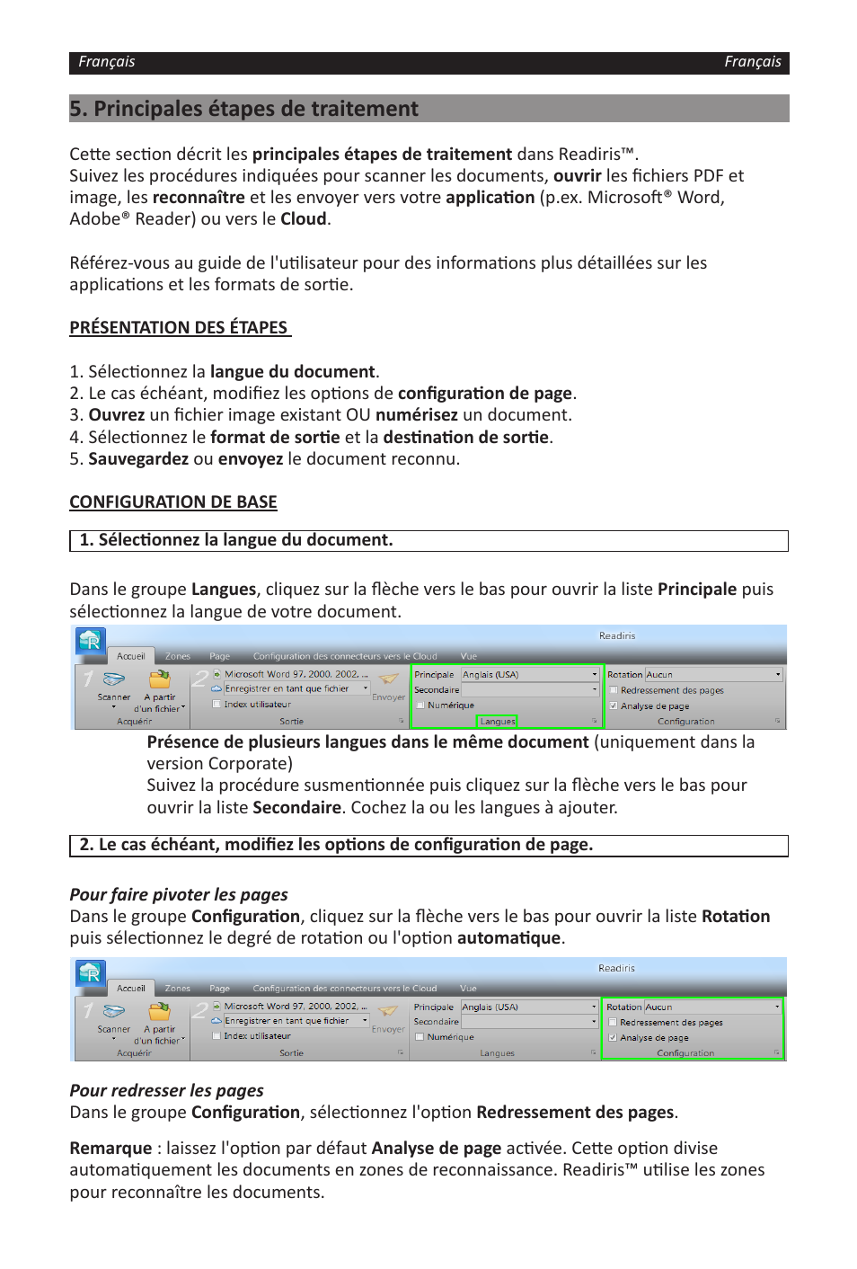 Principales étapes de traitement | I.R.I.S. Readiris 14 for Windows for Windows Quick Start User Manual | Page 10 / 85