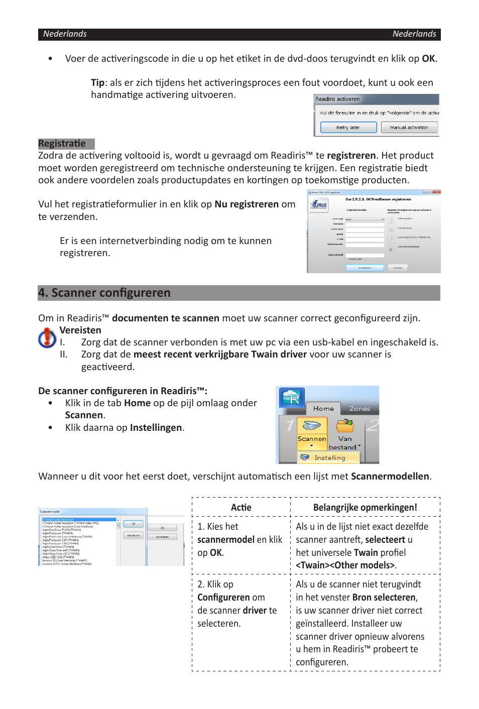 Scanner configureren | I.R.I.S. Readiris 14 for Windows for Windows Quick Start User Manual | Page 15 / 85