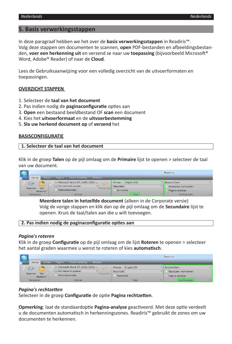 Basis verwerkingsstappen | I.R.I.S. Readiris 14 for Windows for Windows Quick Start User Manual | Page 16 / 85