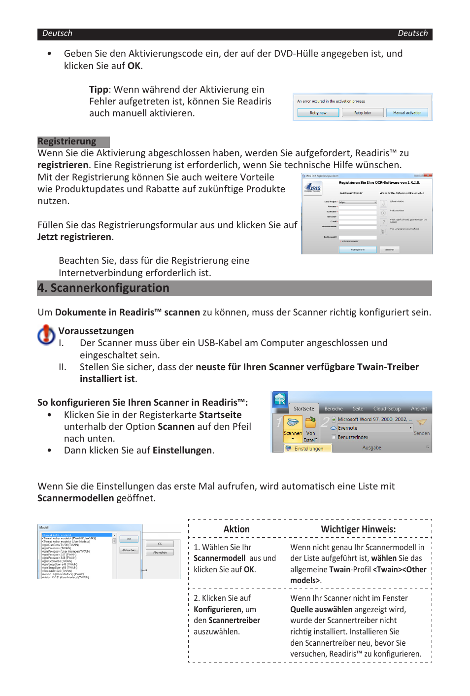 Scannerkonfiguration | I.R.I.S. Readiris 14 for Windows for Windows Quick Start User Manual | Page 21 / 85