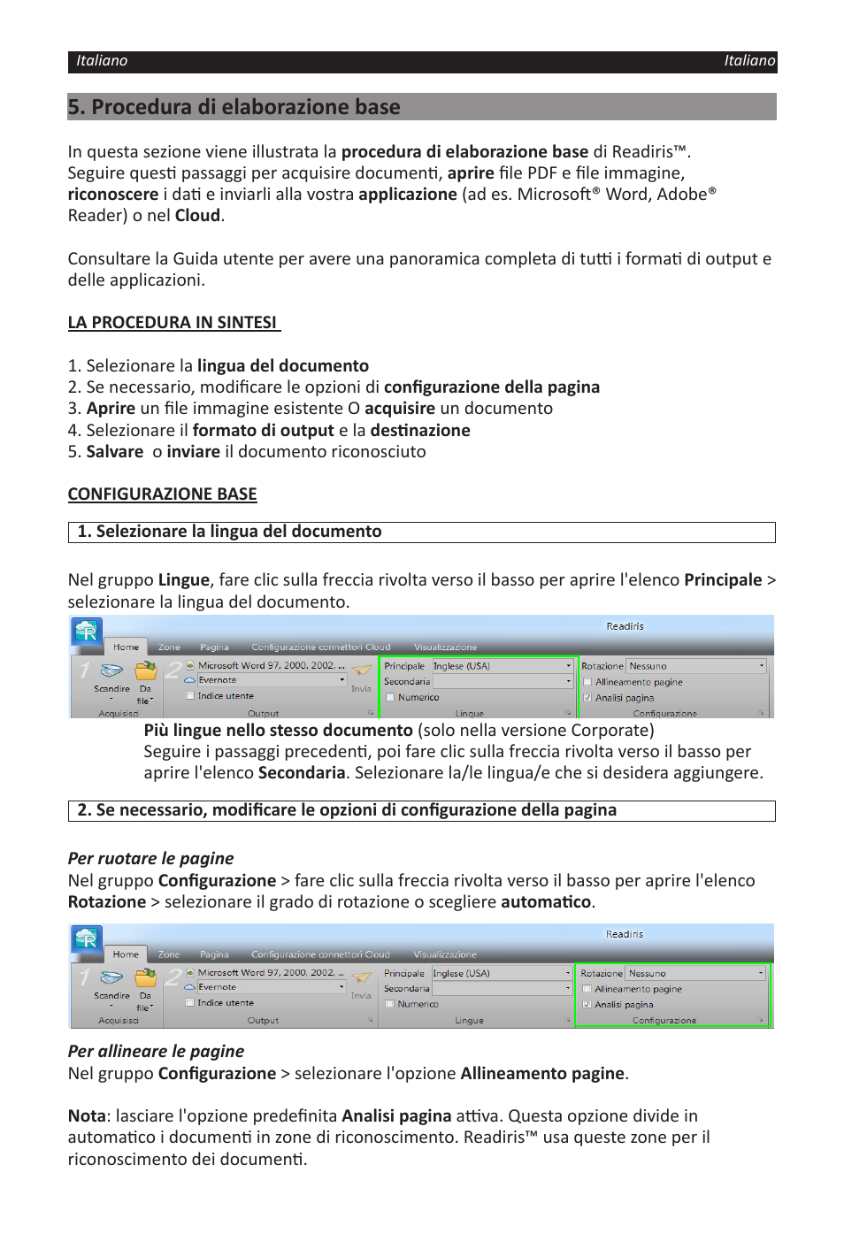 Procedura di elaborazione base | I.R.I.S. Readiris 14 for Windows for Windows Quick Start User Manual | Page 34 / 85