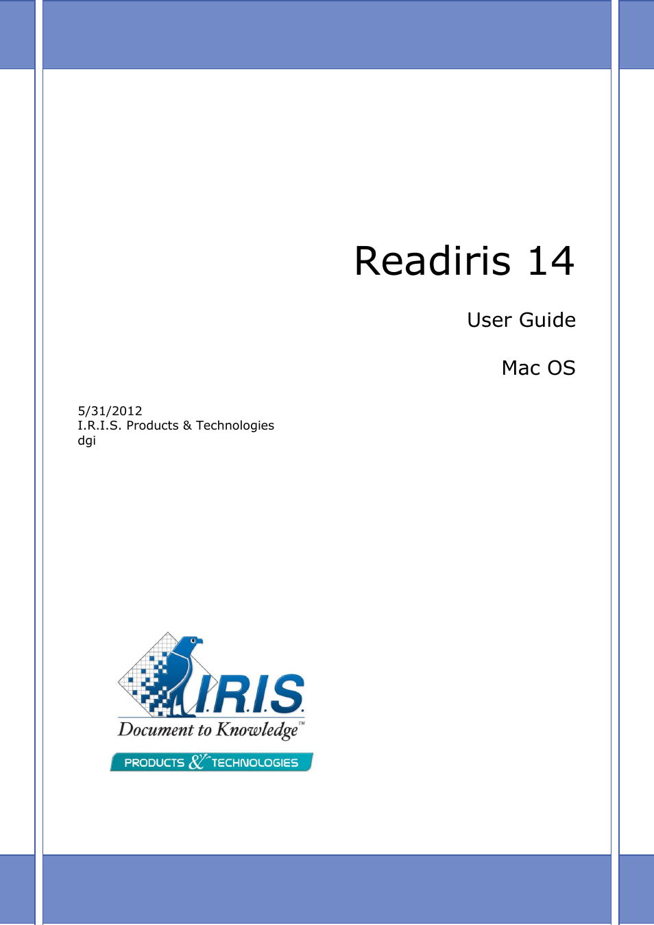 I.R.I.S. Readiris 14 for Mac User Guide User Manual | 139 pages