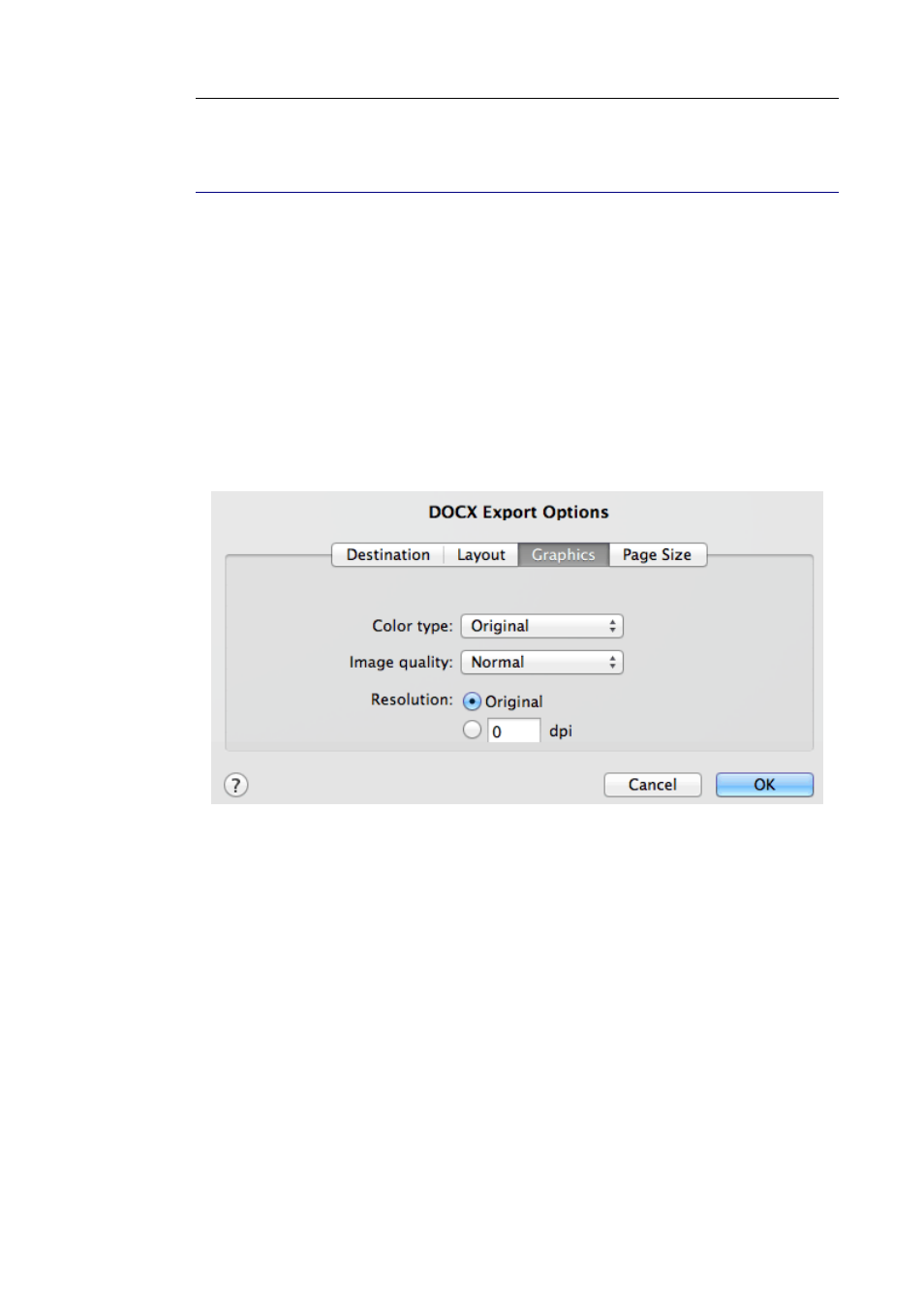 Selecting the graphics options | I.R.I.S. Readiris 14 for Mac User Guide User Manual | Page 105 / 139