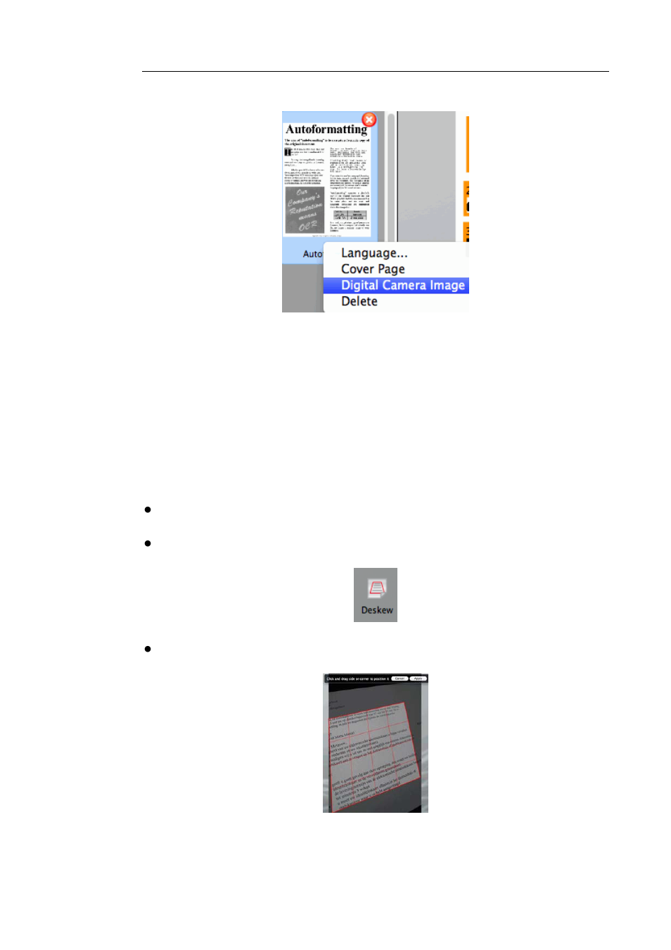 Deskewing digital camera images | I.R.I.S. Readiris 14 for Mac User Guide User Manual | Page 49 / 139