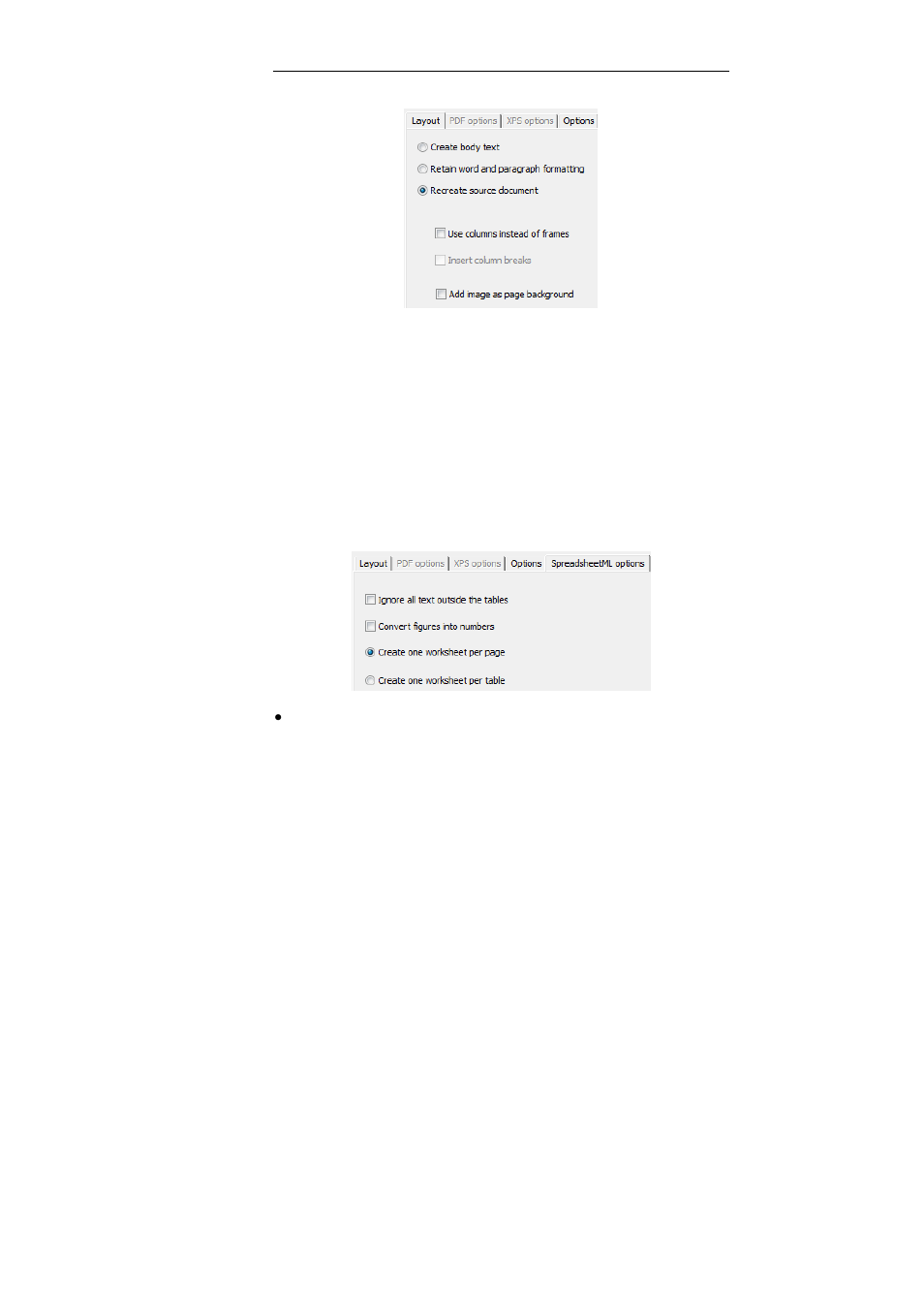 Spreadsheetml options | I.R.I.S. Readiris Pro 12 for Windows User Guide User Manual | Page 74 / 103