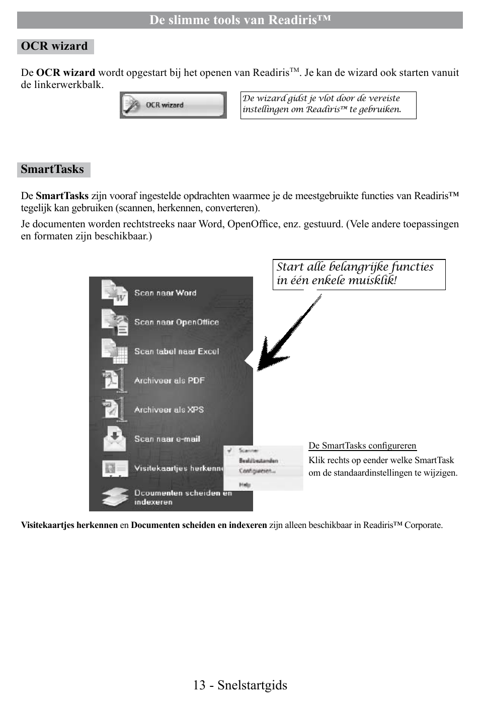 De slimme tools van readiris, 13 - snelstartgids | I.R.I.S. Readiris Corporate 12 for Windows Quick Start User Manual | Page 13 / 74