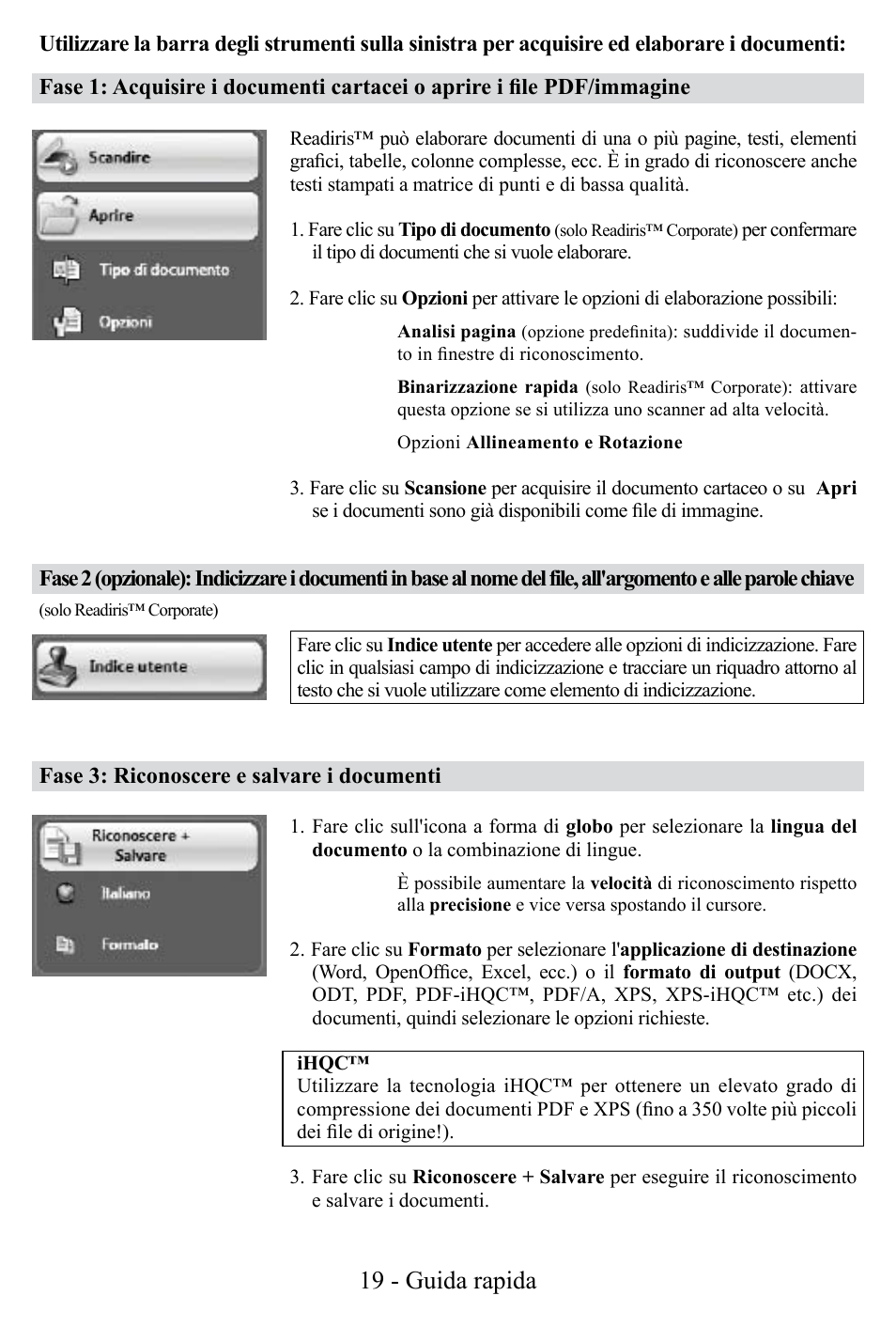 19 - guida rapida | I.R.I.S. Readiris Corporate 12 for Windows Quick Start User Manual | Page 19 / 74