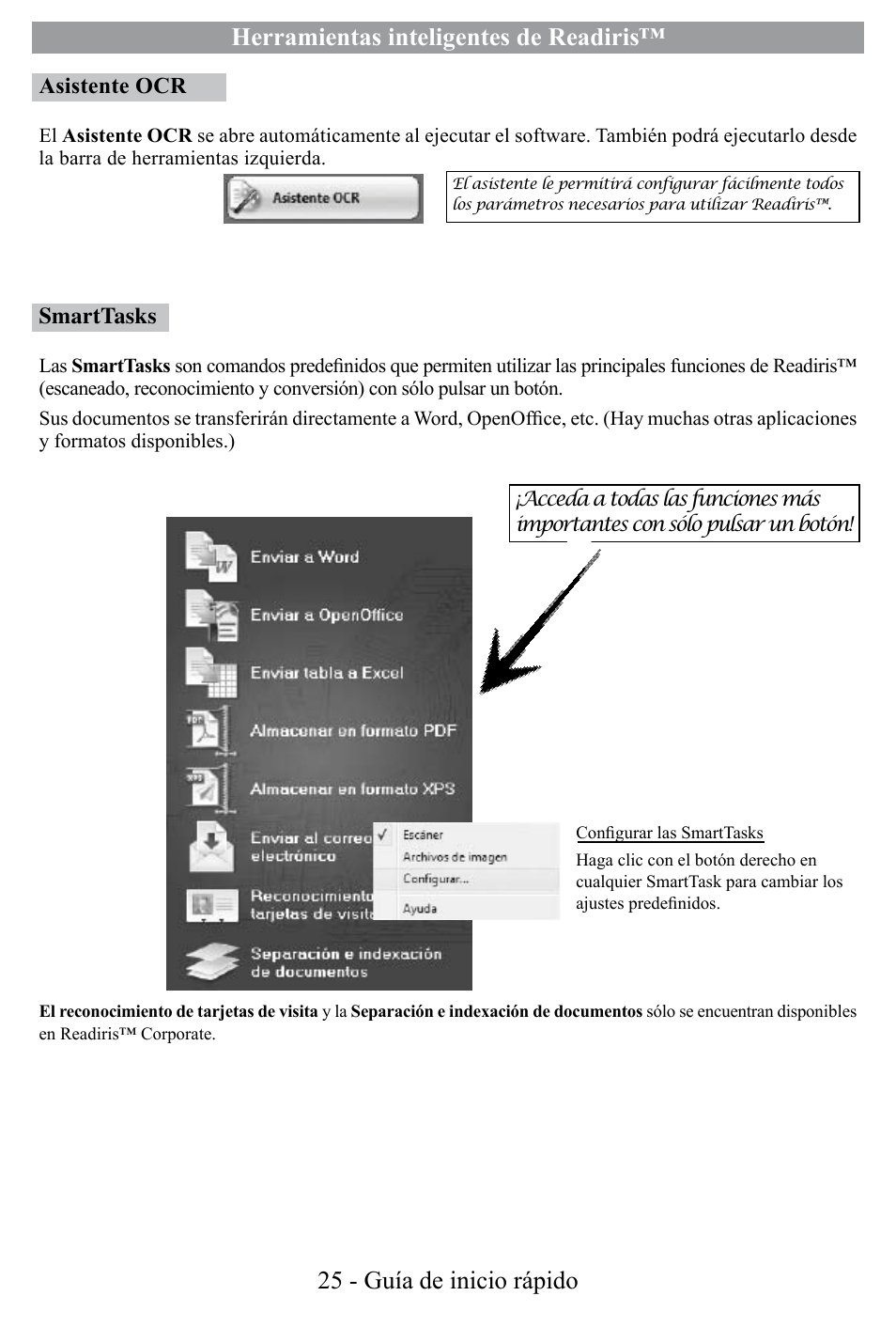 Herramientas inteligentes de readiris, 25 - guía de inicio rápido | I.R.I.S. Readiris Corporate 12 for Windows Quick Start User Manual | Page 25 / 74