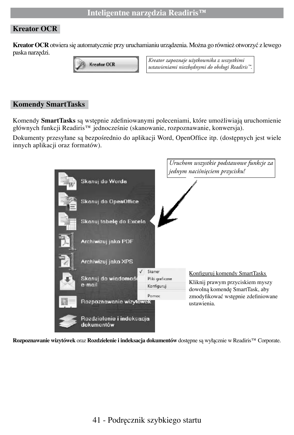 Inteligentne narzędzia readiris, 41 - podręcznik szybkiego startu | I.R.I.S. Readiris Corporate 12 for Windows Quick Start User Manual | Page 41 / 74