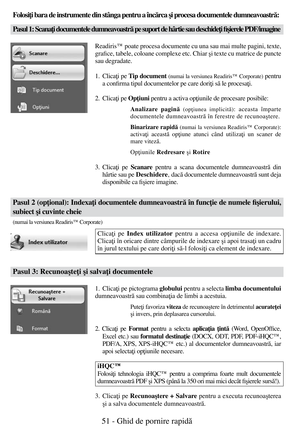 51 - ghid de pornire rapidă | I.R.I.S. Readiris Corporate 12 for Windows Quick Start User Manual | Page 51 / 74
