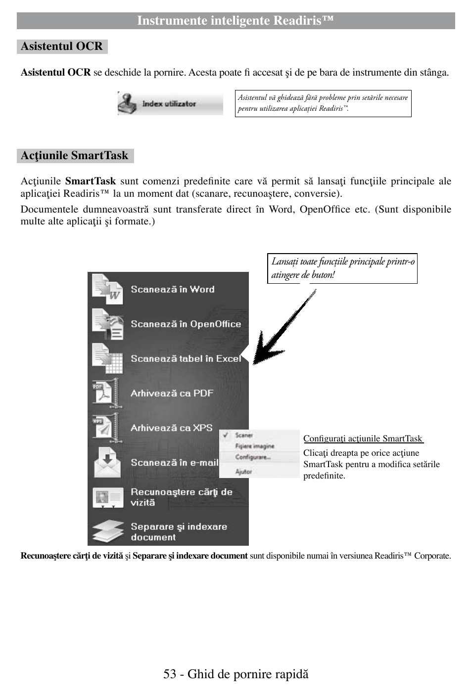 Instrumente inteligente readiris, 53 - ghid de pornire rapidă | I.R.I.S. Readiris Corporate 12 for Windows Quick Start User Manual | Page 53 / 74