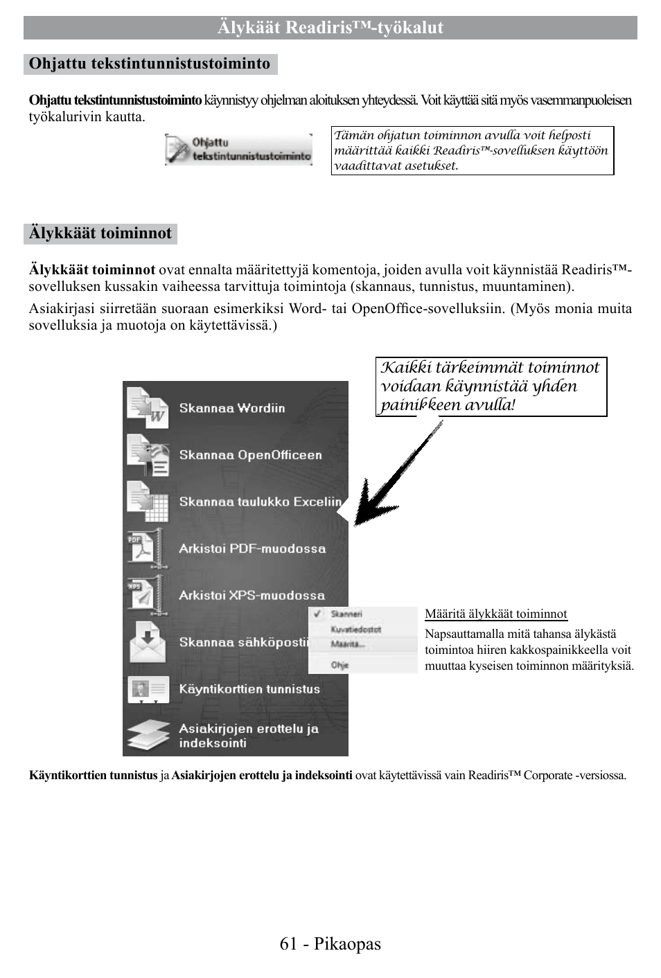 Älykäät readiris™-työkalut, 61 - pikaopas | I.R.I.S. Readiris Corporate 12 for Windows Quick Start User Manual | Page 61 / 74