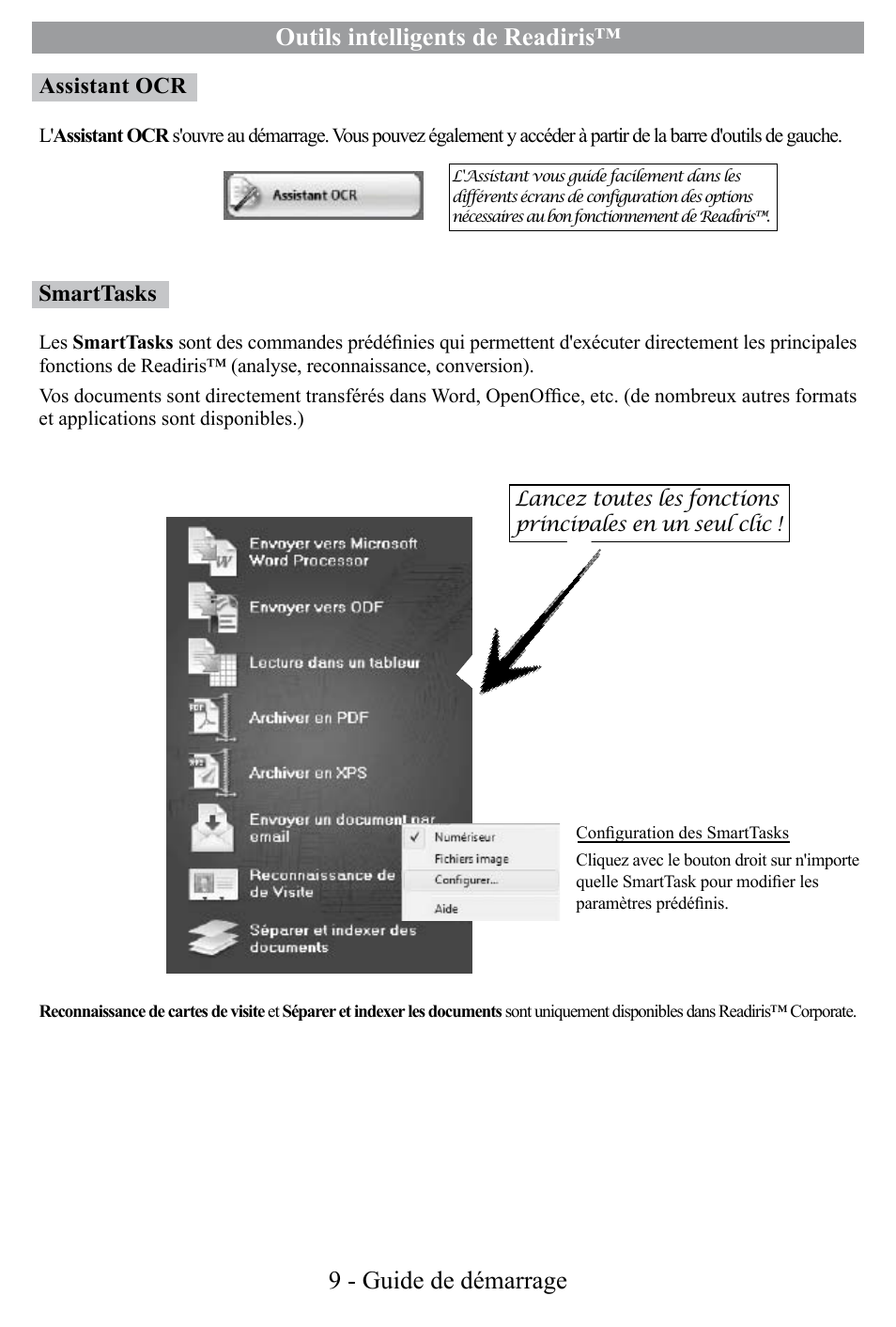 Outils intelligents de readiris, 9 - guide de démarrage | I.R.I.S. Readiris Corporate 12 for Windows Quick Start User Manual | Page 9 / 74
