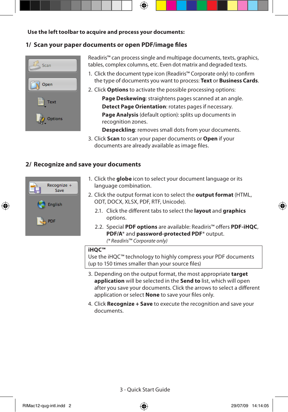 I.R.I.S. Readiris Corporate 12 for Mac Quick Start User Manual | Page 3 / 25