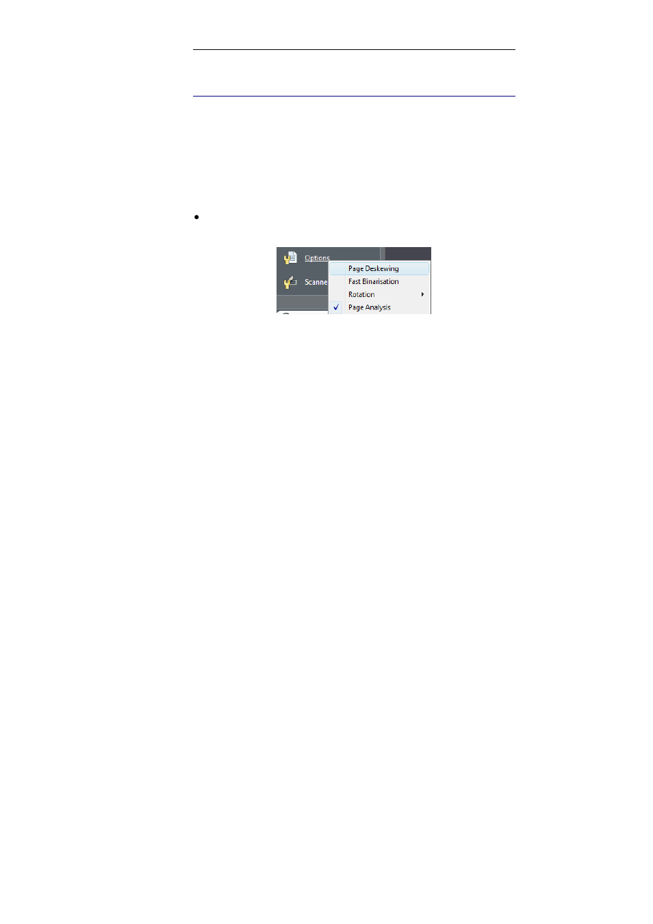 Selecting the options, Rotation, Fast binarization | I.R.I.S. Readiris Corporate 12 for Windows User Guide User Manual | Page 33 / 130