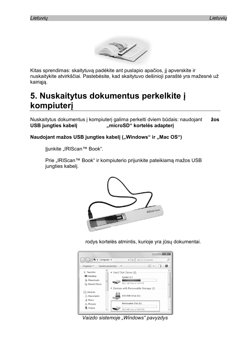 Nuskaitytus dokumentus perkelkite į kompiuterį | I.R.I.S. IRISCan Book 3 User Manual | Page 124 / 201