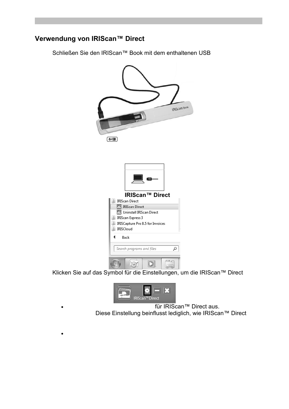Verwendung von iriscan™ direct | I.R.I.S. IRISCan Book 3 User Manual | Page 48 / 201