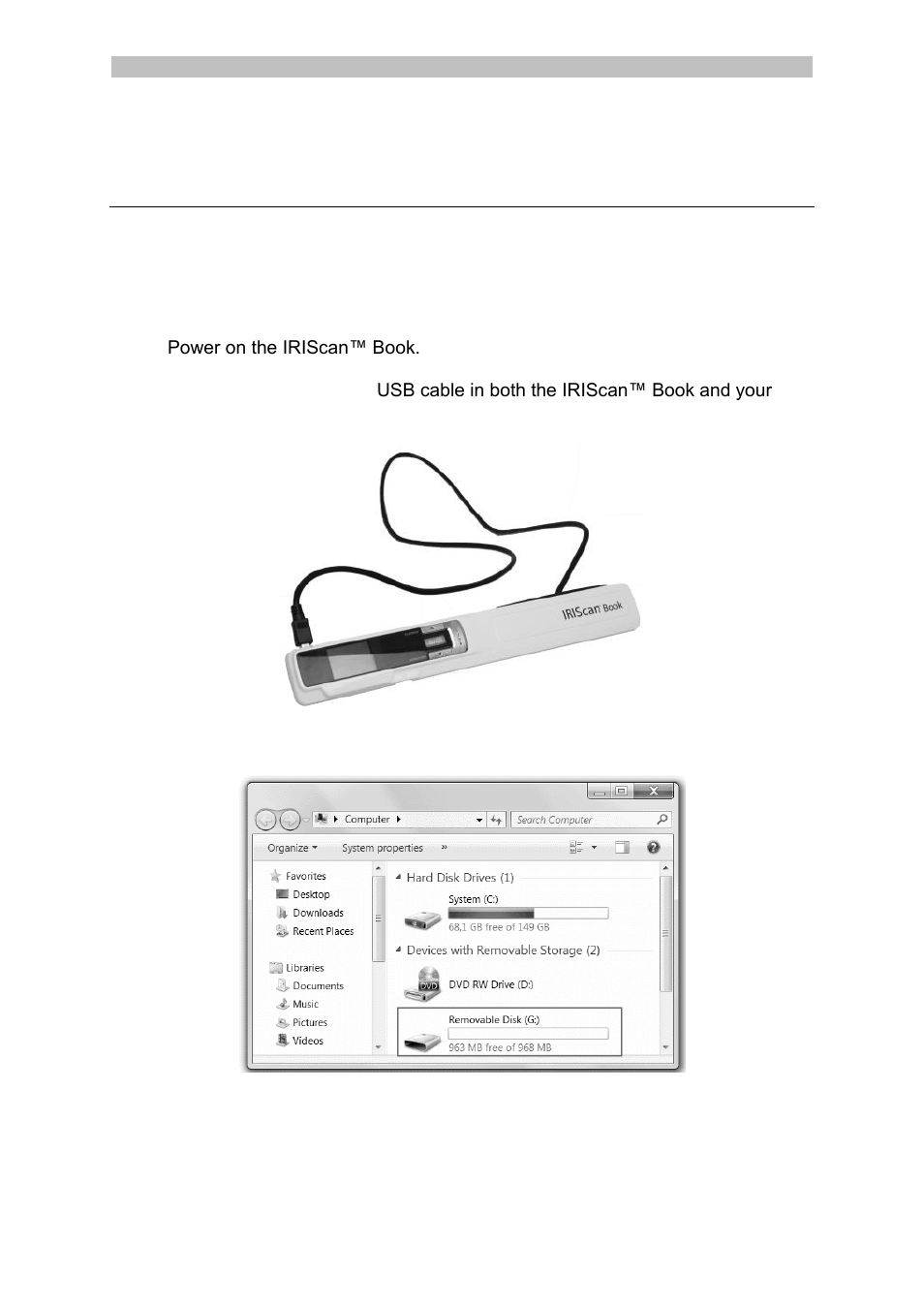 Transfer scanned documents to your computer, Using the mini usb cable (windows and mac os), Transfer documents to your computer / tablet | I.R.I.S. IRISCan Book 3 User Manual | Page 6 / 201