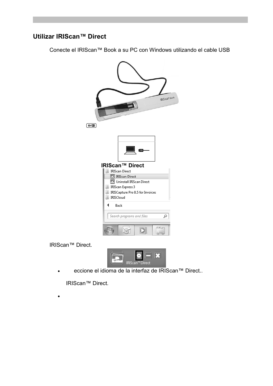 Utilizar iriscan™ direct | I.R.I.S. IRISCan Book 3 User Manual | Page 61 / 201