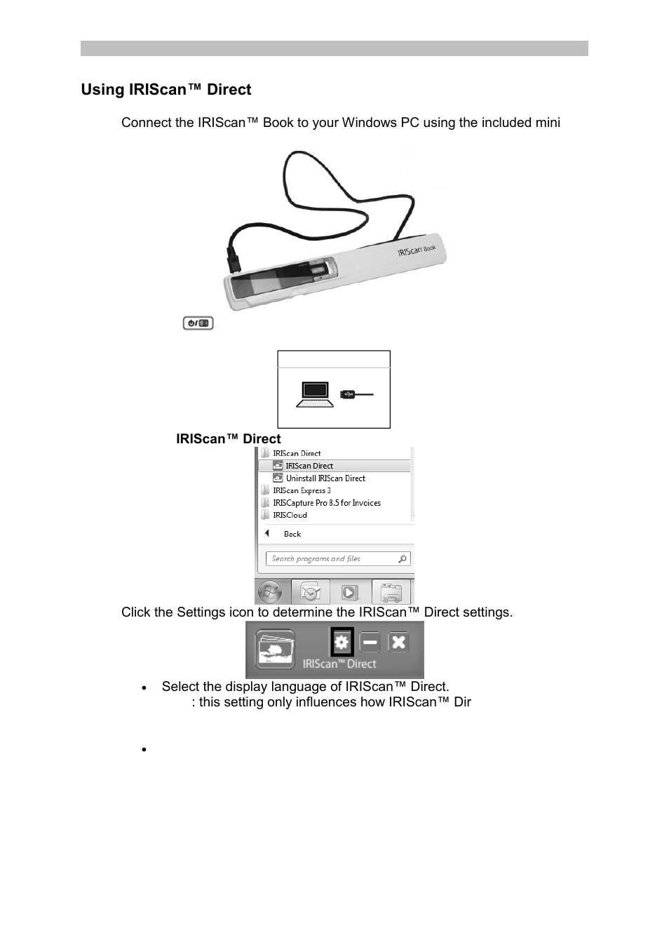 Using iriscan™ direct | I.R.I.S. IRISCan Book 3 User Manual | Page 9 / 201