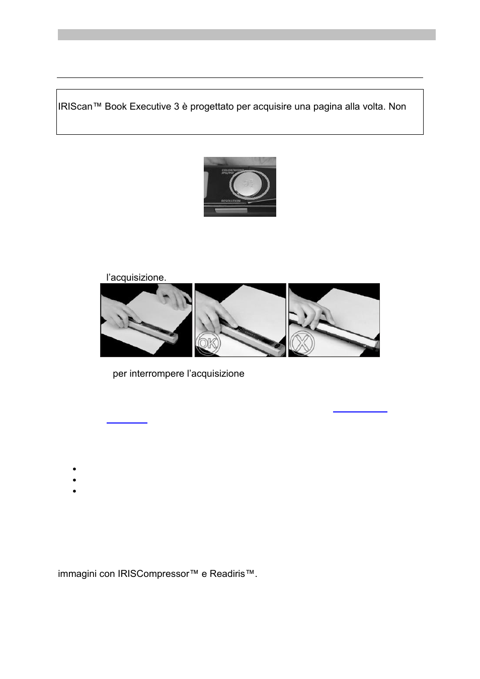 Acquisizione dei documenti | I.R.I.S. IRISCan Book Executive User Manual | Page 103 / 312