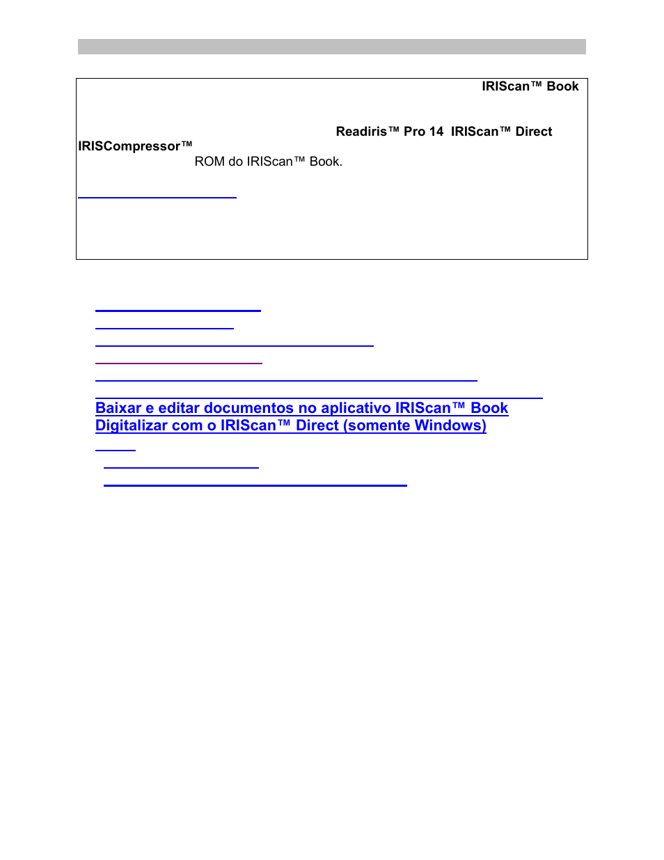 Brazilian portuguese, Sumário | I.R.I.S. IRISCan Book Executive User Manual | Page 117 / 312