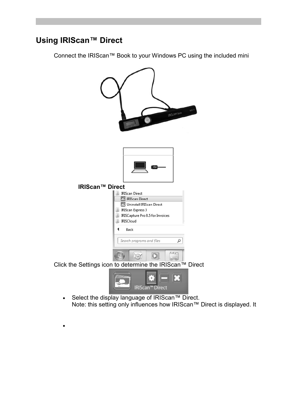 Using iriscan™ direct | I.R.I.S. IRISCan Book Executive User Manual | Page 13 / 312