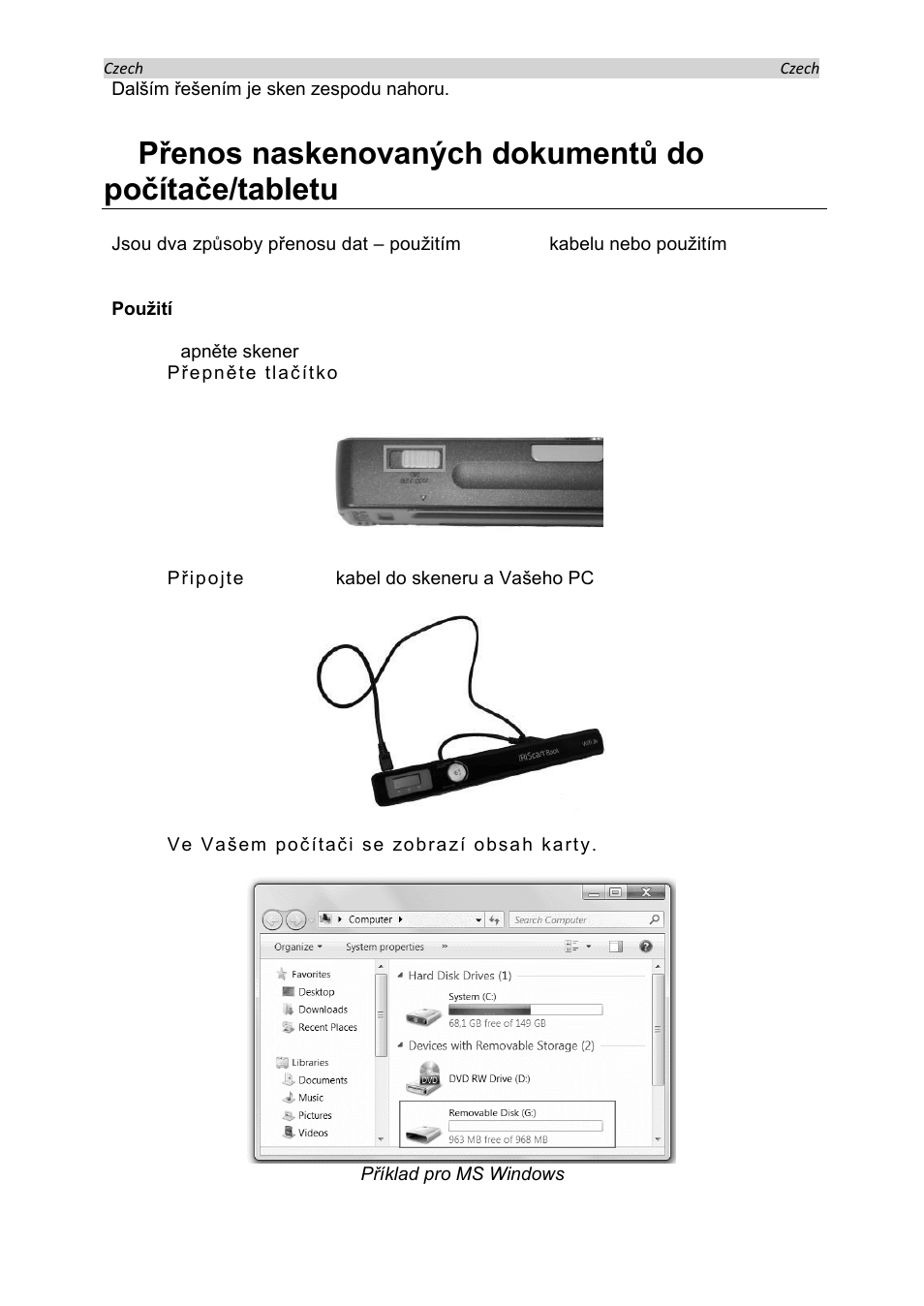 Přenos naskenovaných dokumentů do počítače/tabletu | I.R.I.S. IRISCan Book Executive User Manual | Page 161 / 312