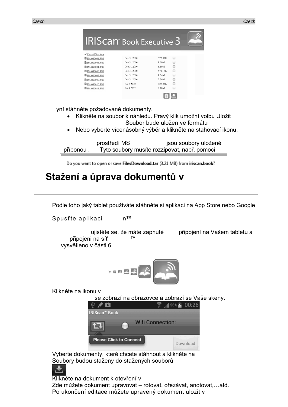 Stažení a úprava dokumentů v aplikaci iriscan, Book app | I.R.I.S. IRISCan Book Executive User Manual | Page 164 / 312