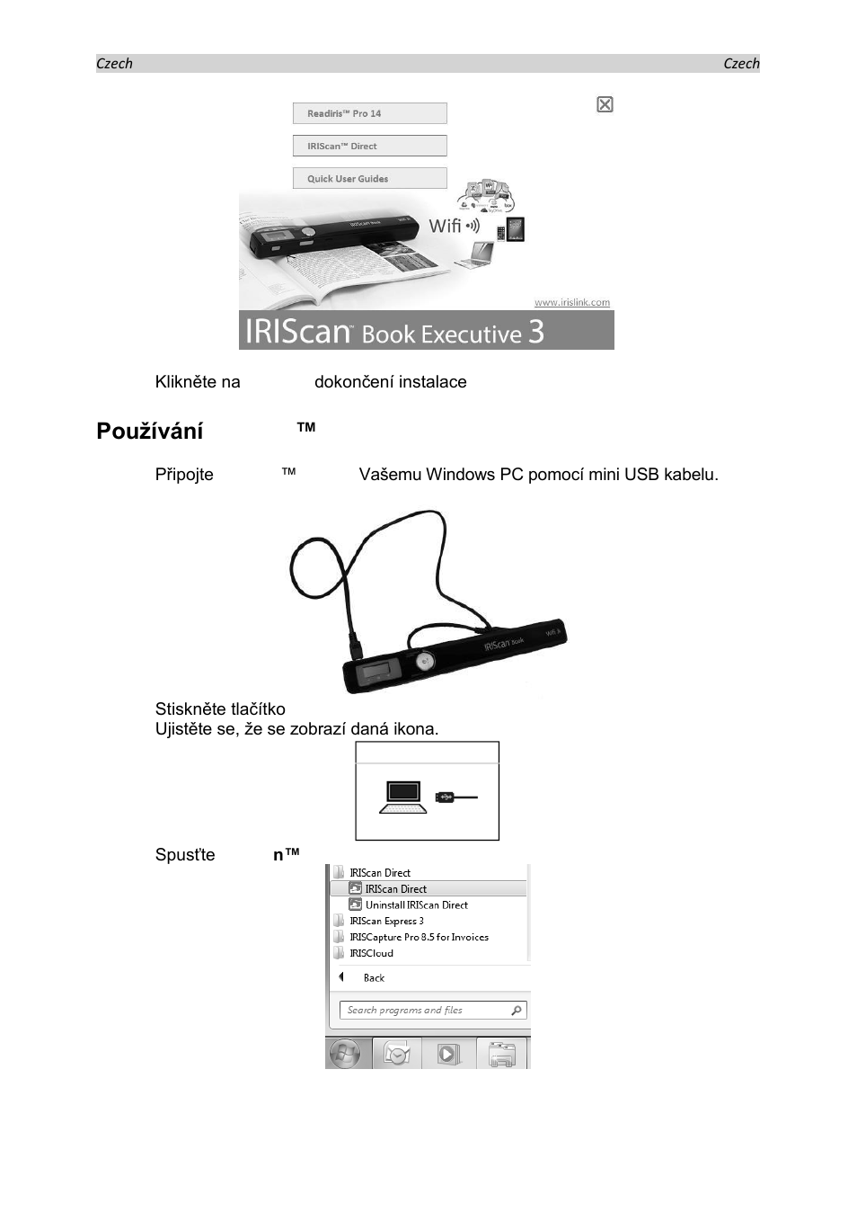 Používání iriscan™ direct | I.R.I.S. IRISCan Book Executive User Manual | Page 166 / 312