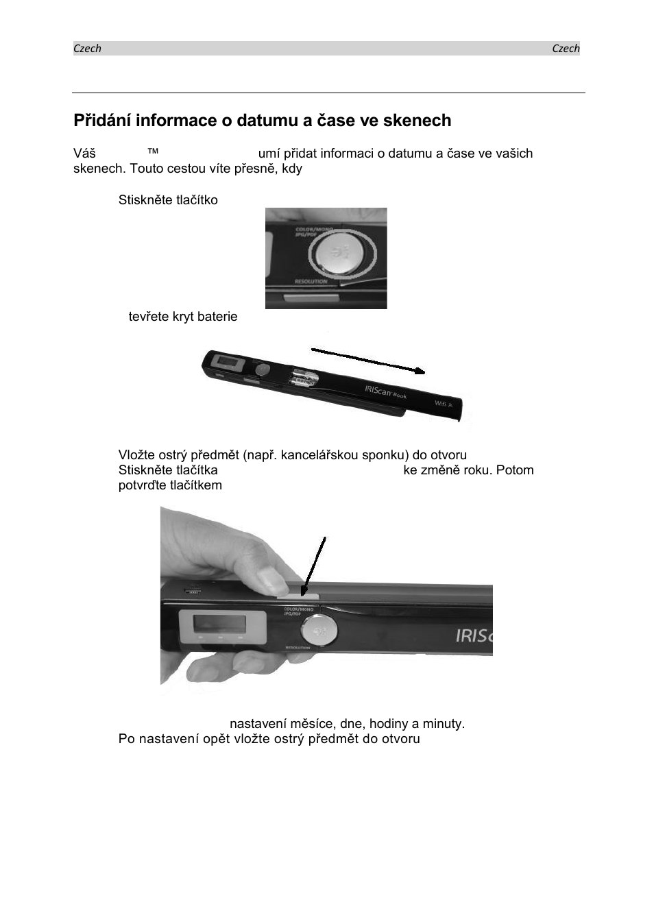 Tipy, Přidání informace o datumu a čase ve skenech | I.R.I.S. IRISCan Book Executive User Manual | Page 168 / 312