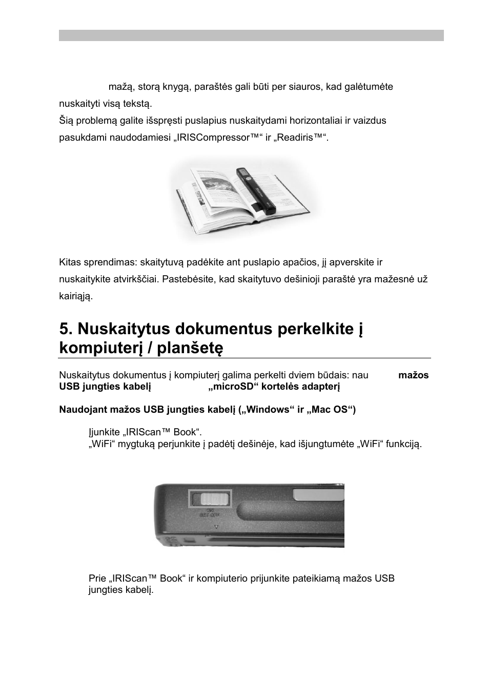 Dokumentus perkelkite į kompiuterį / planšetę | I.R.I.S. IRISCan Book Executive User Manual | Page 198 / 312