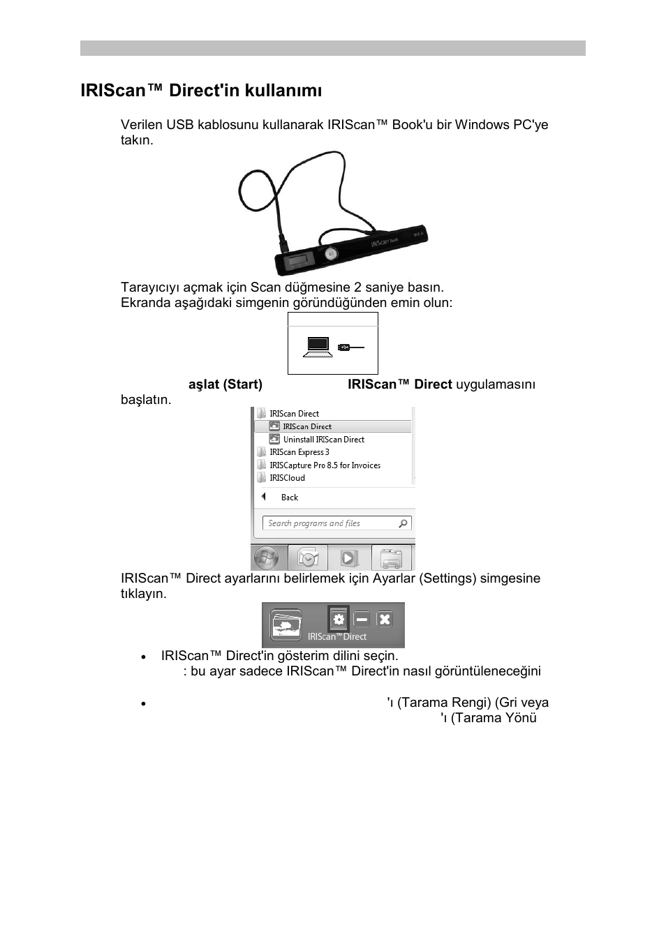 Iriscan™ direct'in kullanımı | I.R.I.S. IRISCan Book Executive User Manual | Page 224 / 312