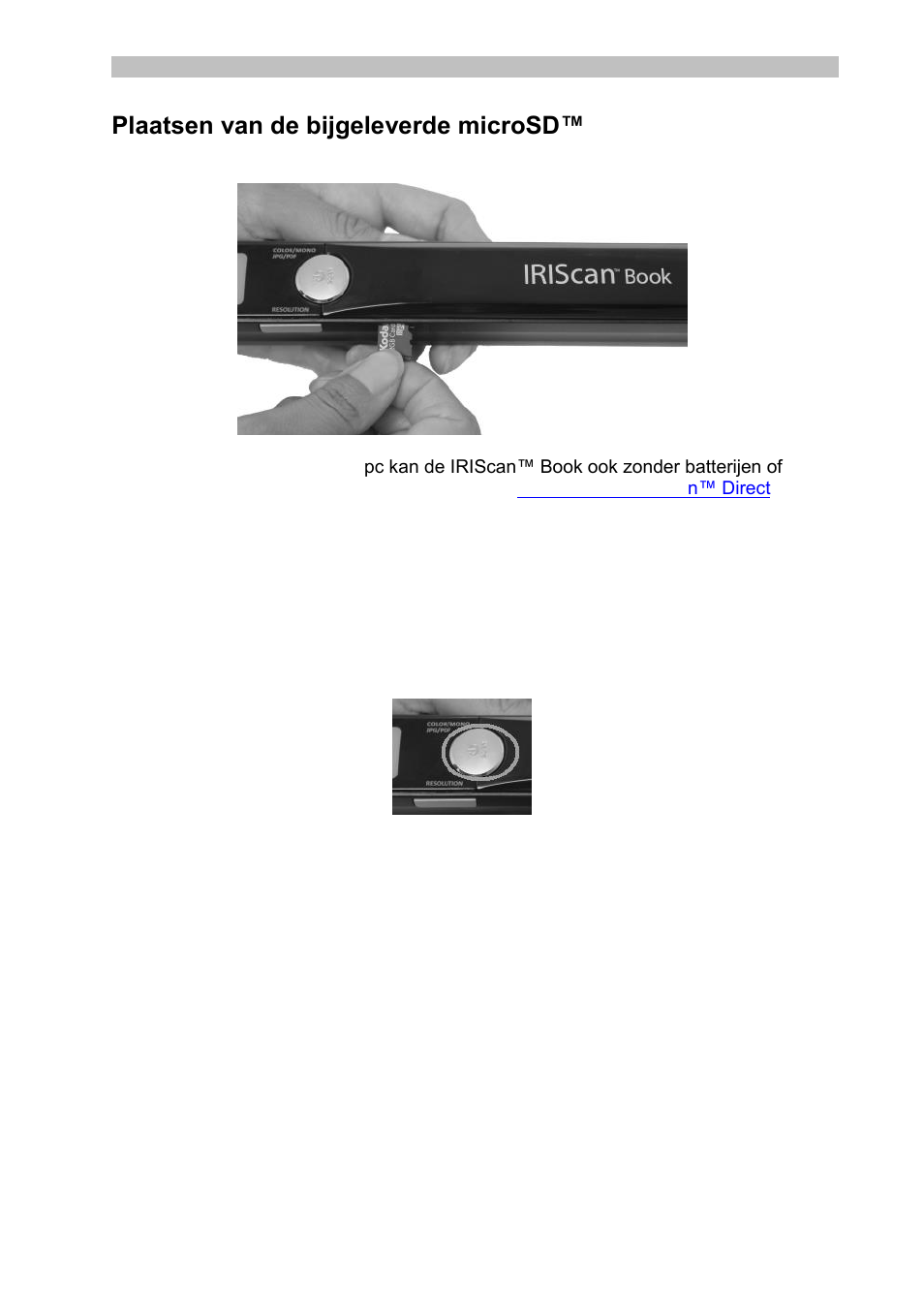 Plaatsen van de bijgeleverde microsd™-kaart, Formatteren van de microsd-kaart | I.R.I.S. IRISCan Book Executive User Manual | Page 41 / 312