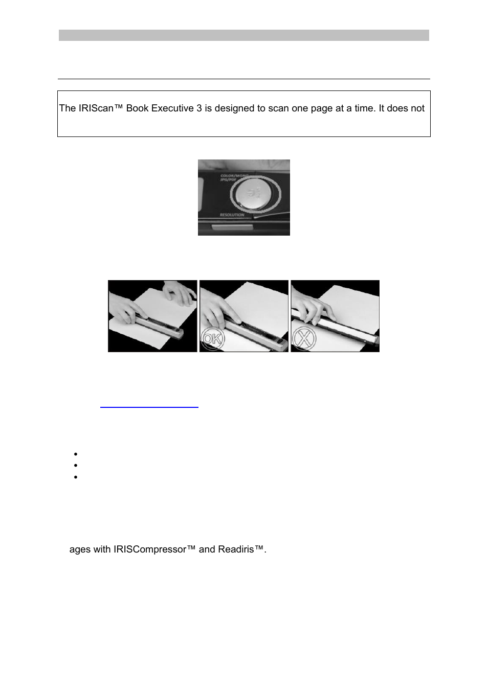 Scan documents | I.R.I.S. IRISCan Book Executive User Manual | Page 6 / 312