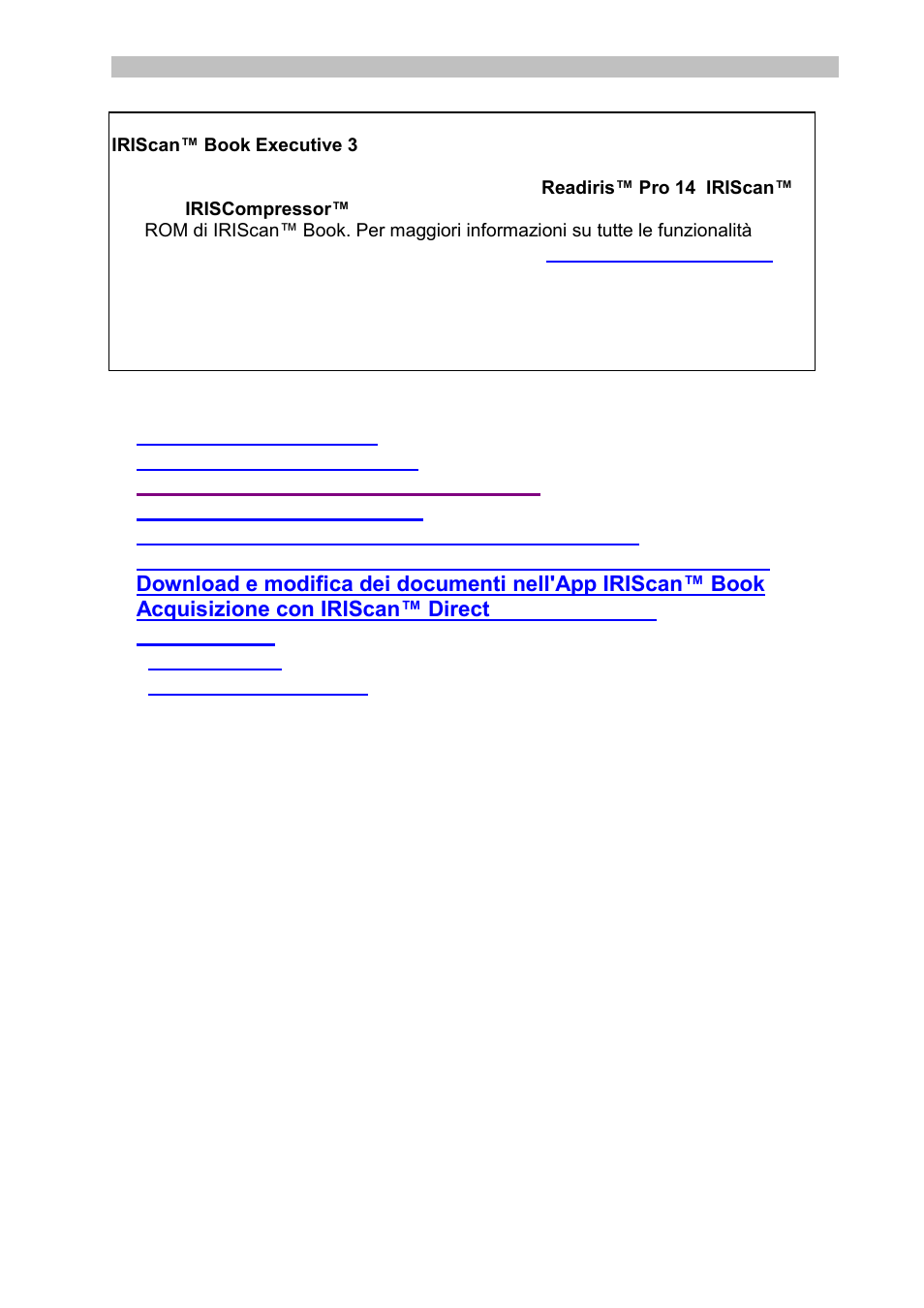 Italian, Indice | I.R.I.S. IRISCan Book Executive User Manual | Page 98 / 312