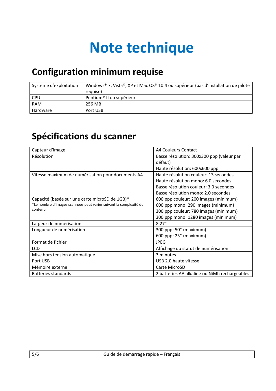Configuration minimum requise, Spécifications du scanner | I.R.I.S. IScan Book 2 User Manual | Page 11 / 53