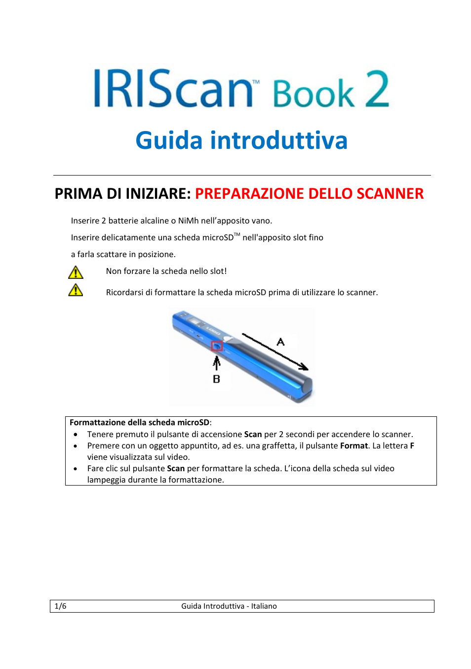 Guida introduttiva, Prima di iniziare: preparazione dello scanner | I.R.I.S. IScan Book 2 User Manual | Page 25 / 53