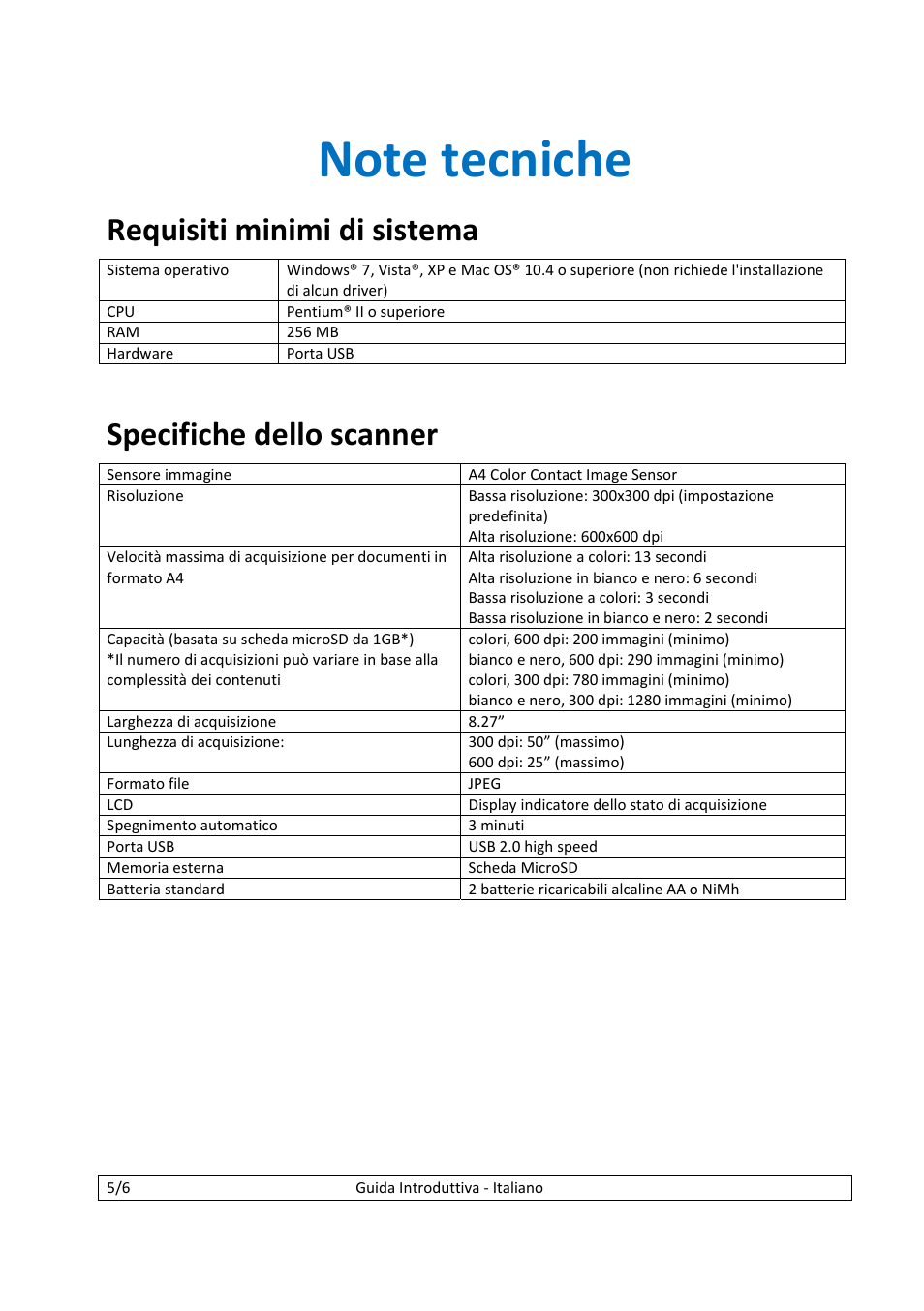 Requisiti minimi di sistema, Specifiche dello scanner | I.R.I.S. IScan Book 2 User Manual | Page 29 / 53