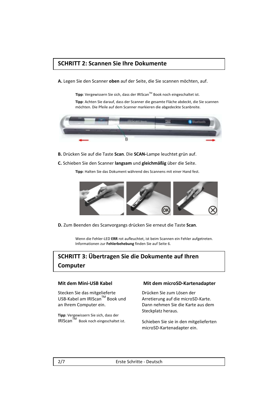 Schritt 2: scannen sie ihre dokumente | I.R.I.S. IRISCan Book 2 Executive Hardware User Manual | Page 15 / 61