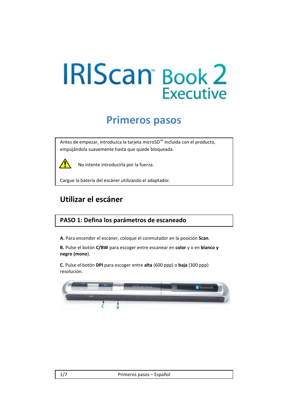 Primeros pasos, Utilizar el escáner | I.R.I.S. IRISCan Book 2 Executive Hardware User Manual | Page 49 / 61