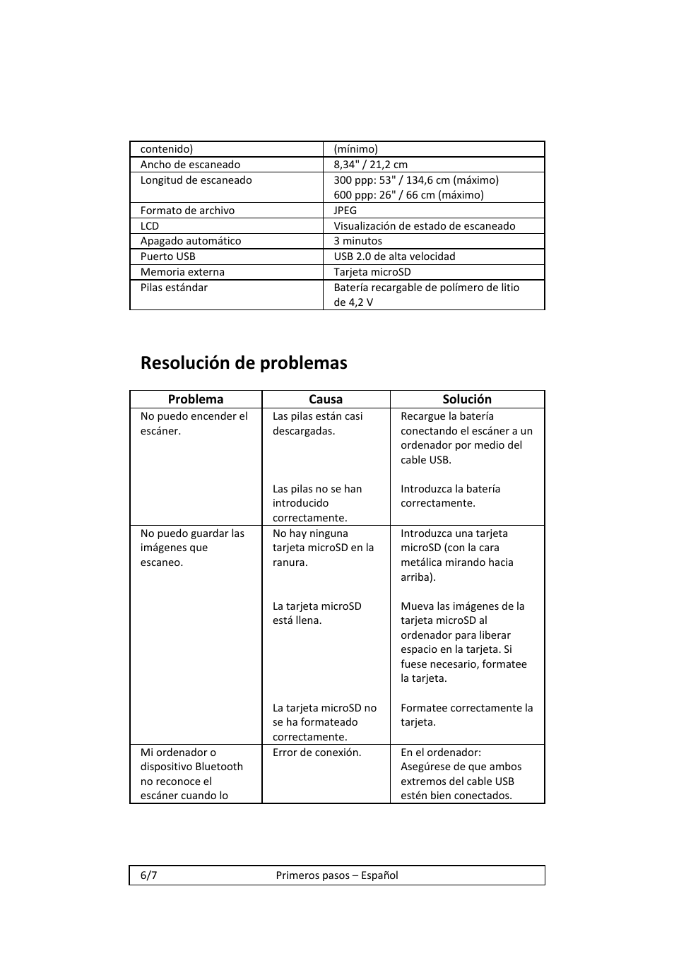 Resolución de problemas | I.R.I.S. IRISCan Book 2 Executive Hardware User Manual | Page 54 / 61