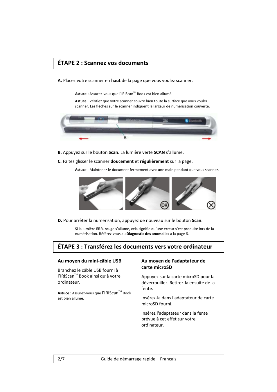 Étape 2 : scannez vos documents | I.R.I.S. IRISCan Book 2 Executive Hardware User Manual | Page 8 / 61