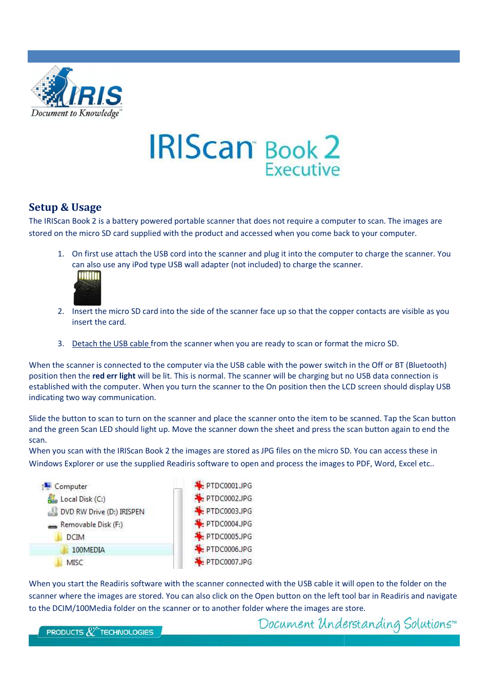 I.R.I.S. IRISCan Book 2 Executive User Manual | 6 pages