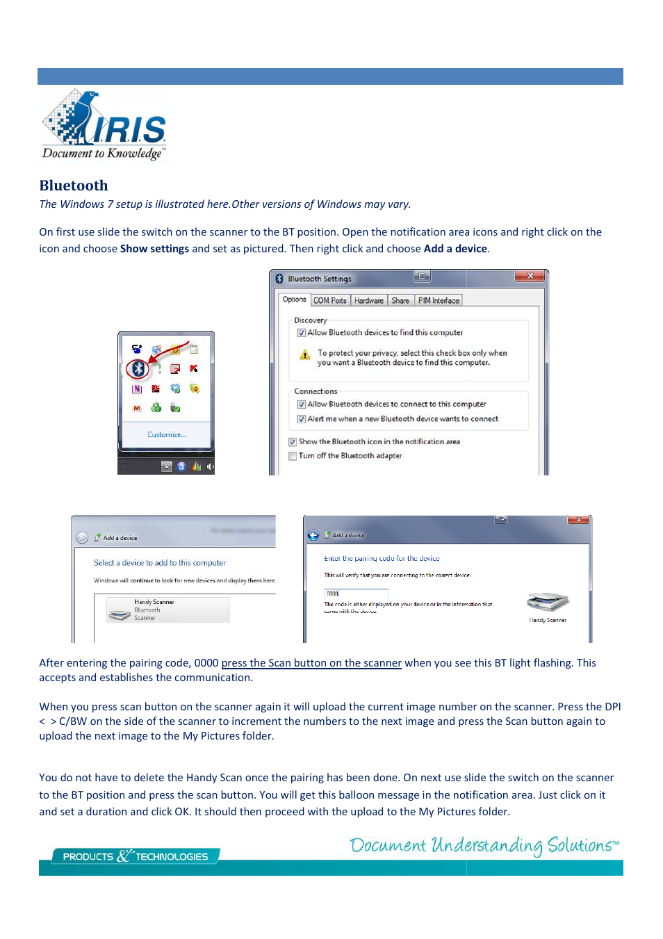 Bluetooth | I.R.I.S. IRISCan Book 2 Executive User Manual | Page 5 / 6