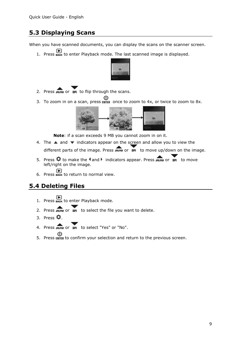 3 displaying scans, 4 deleting files | I.R.I.S. IRIScan Anywhere 3 Wi-Fi User Manual | Page 7 / 11